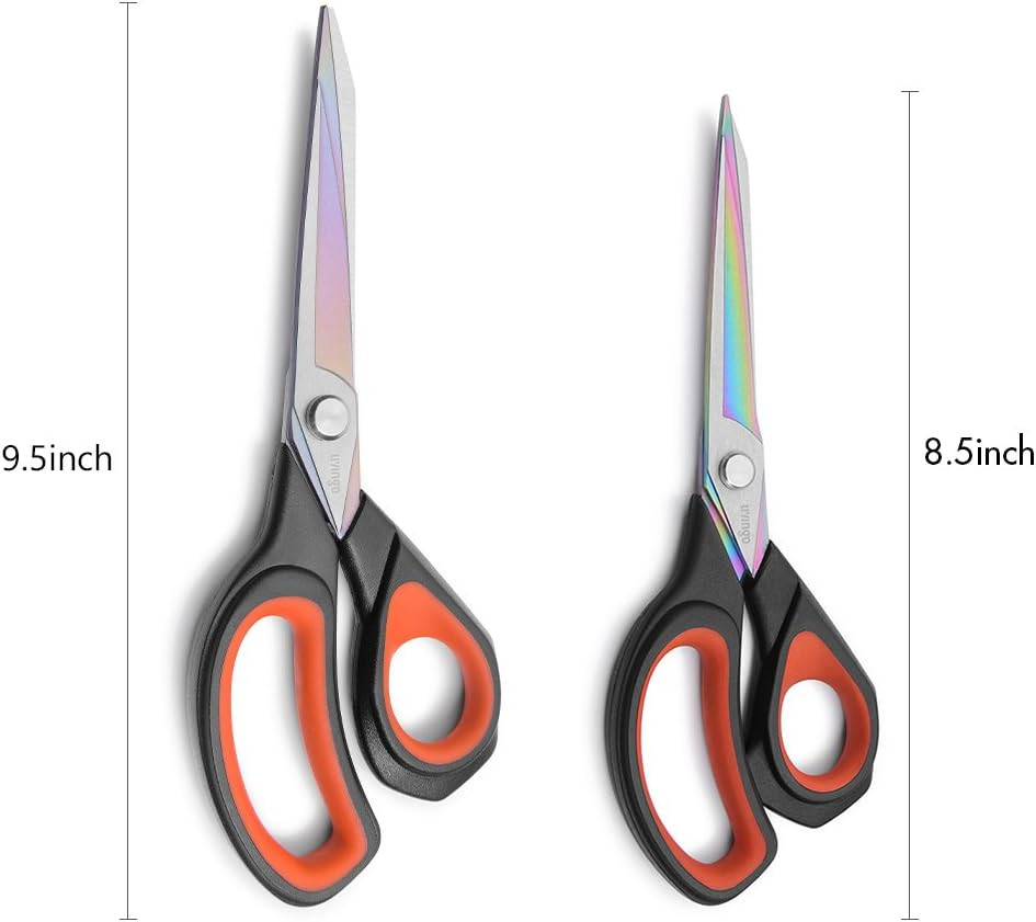 2 Pack Premium Tailor Scissors Heavy Duty Multi-Purpose Titanium Coating Forged