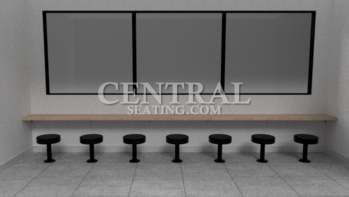 Bolt Down Restaurant Bar Stool with Black Vinyl Round Cushion -18" Dining Height