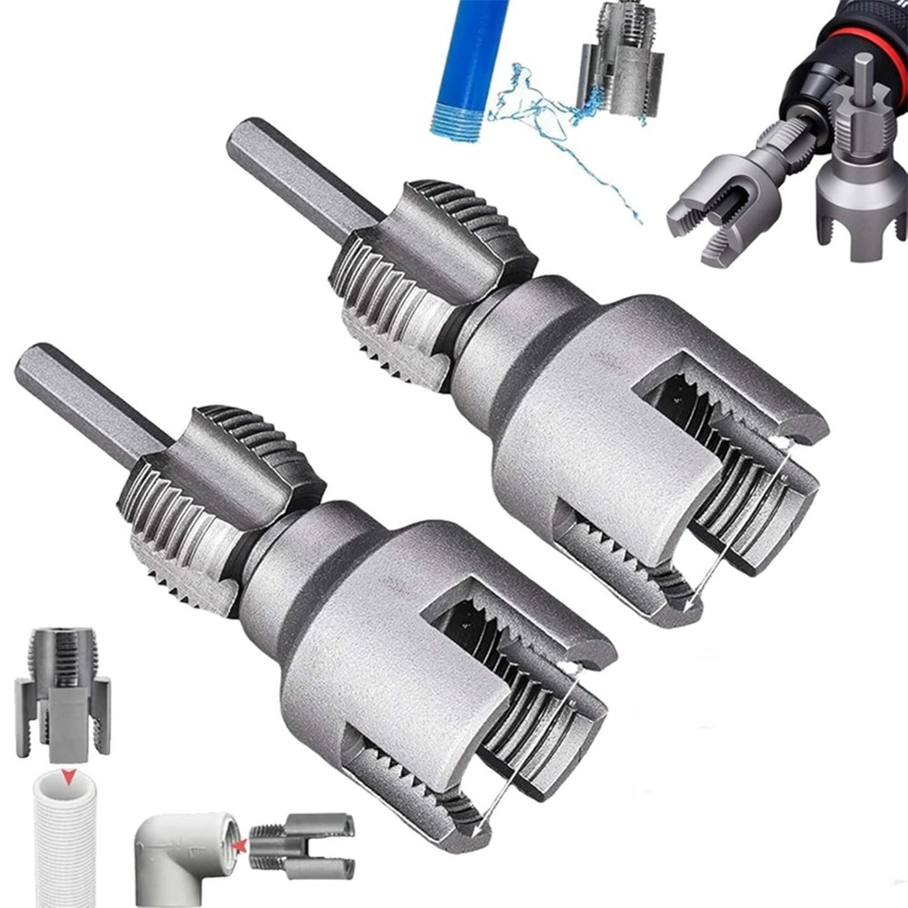 2pcs Integrated Internal & External Pipe Threading-Tool, PVC Pipe Threader Kit