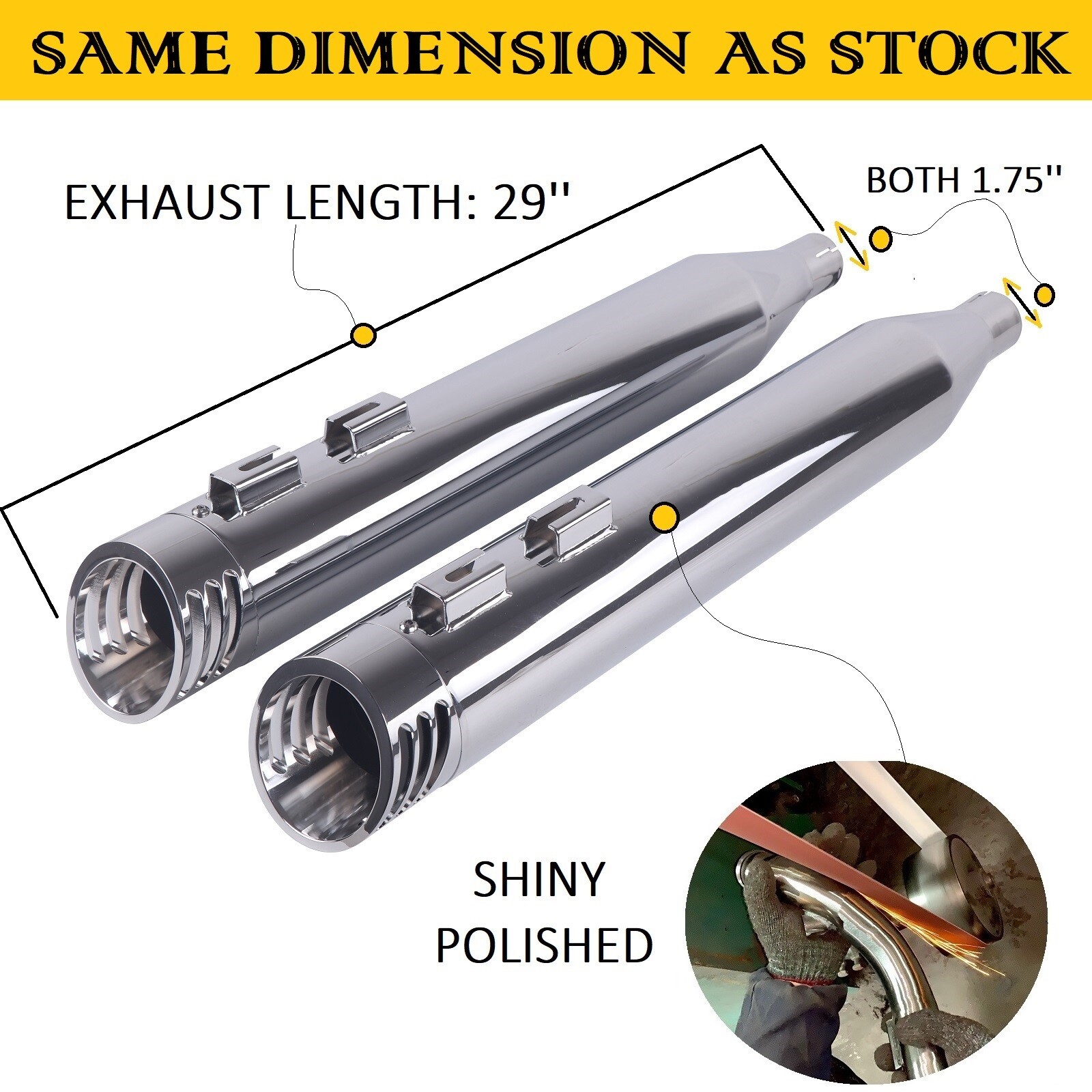 SHARKROAD Slip on Mufflers for Harley Tri Glide Trike Models, Great Rumble Tone