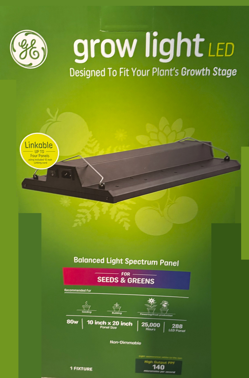 GE grow light LED Seed Starter KIT-- LED Light Panel and Light Stand, for Seeds