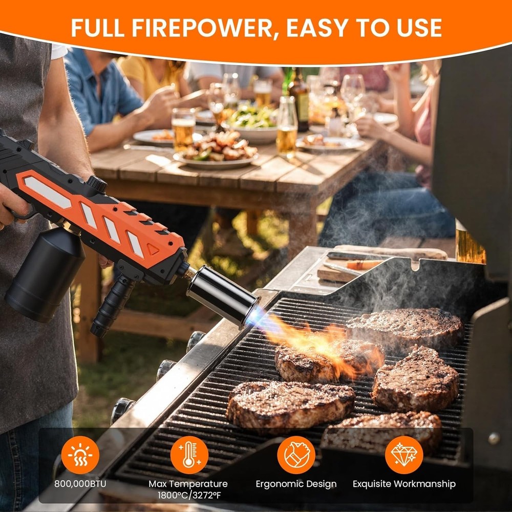 Powerful Propane Torch Gun, Adjustable Flame Thrower Gun, Kitchen Torch with ...