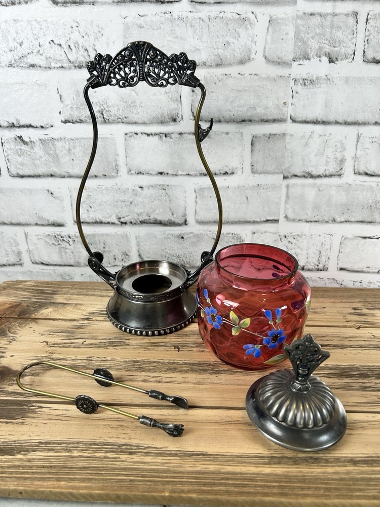 Antique Victorian Hand Painted Victorian Pickle Castor