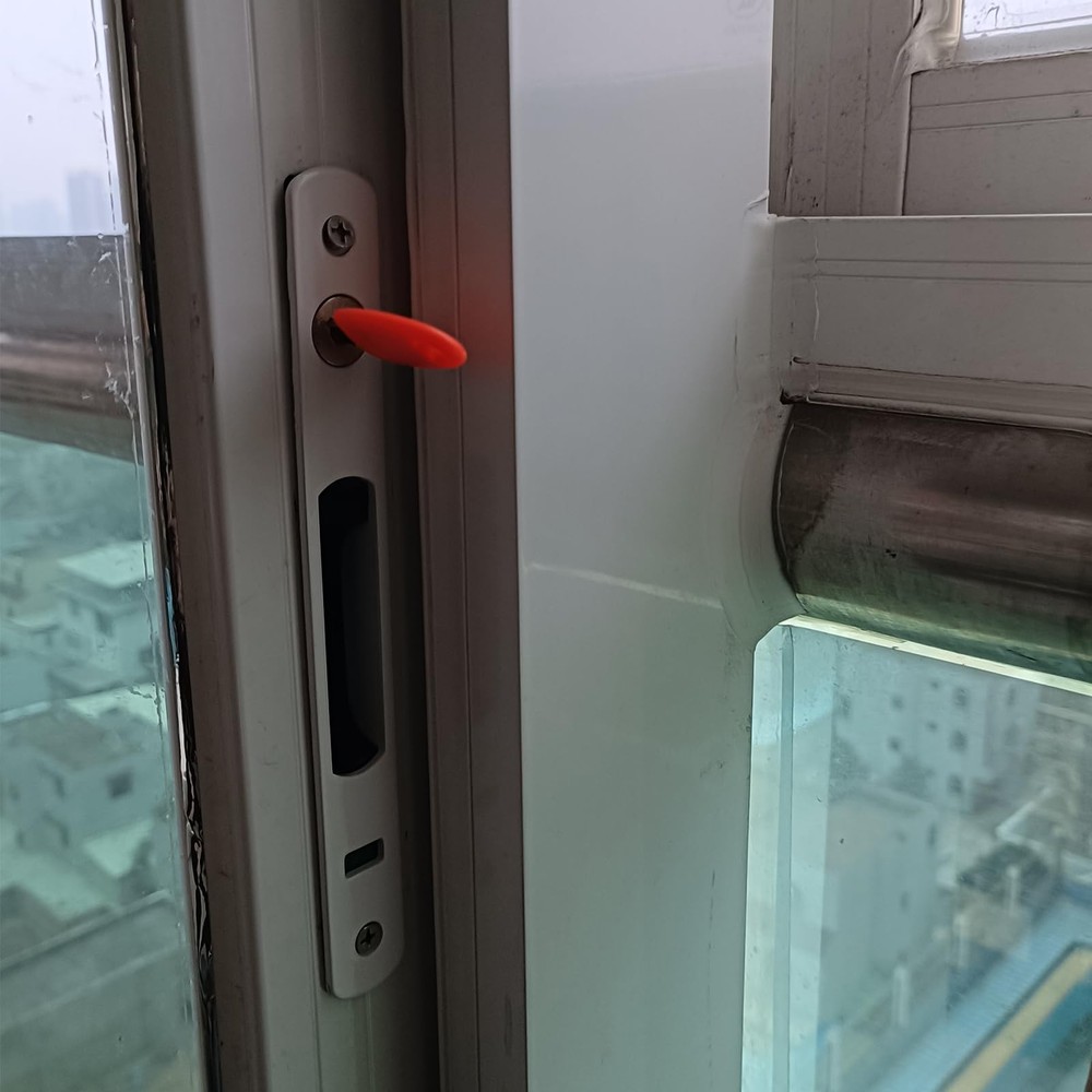 2-Piece Sliding Door Lock with Keys, Embedded Installation, Single-Sided Hook...