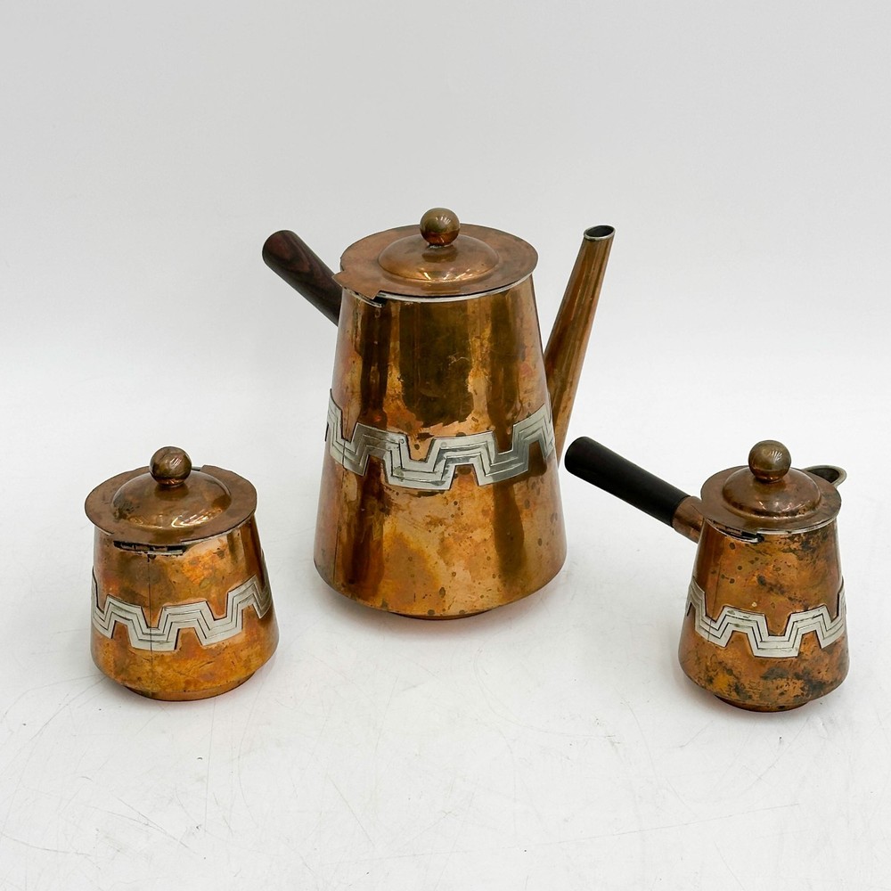 Cobre Mexico Applied Silver Copper Tea Coffee Set