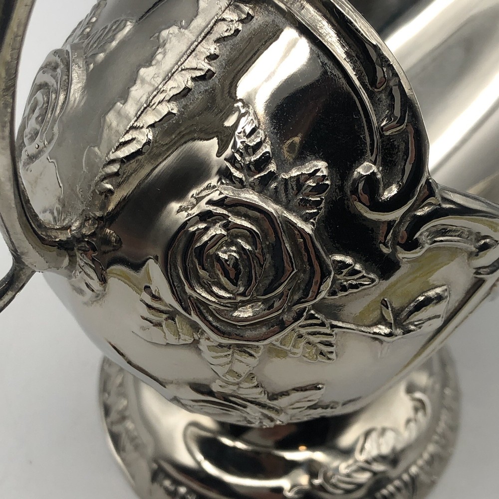 Silverplate Embossed Sugar Scuttle Vintage Rose Design