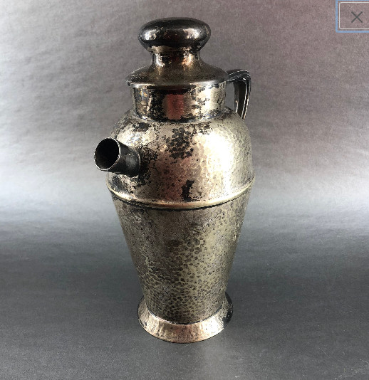 Bernard Rice & Sons Apollo 1920s Silverplate Hand Hammered Cocktail Pitcher
