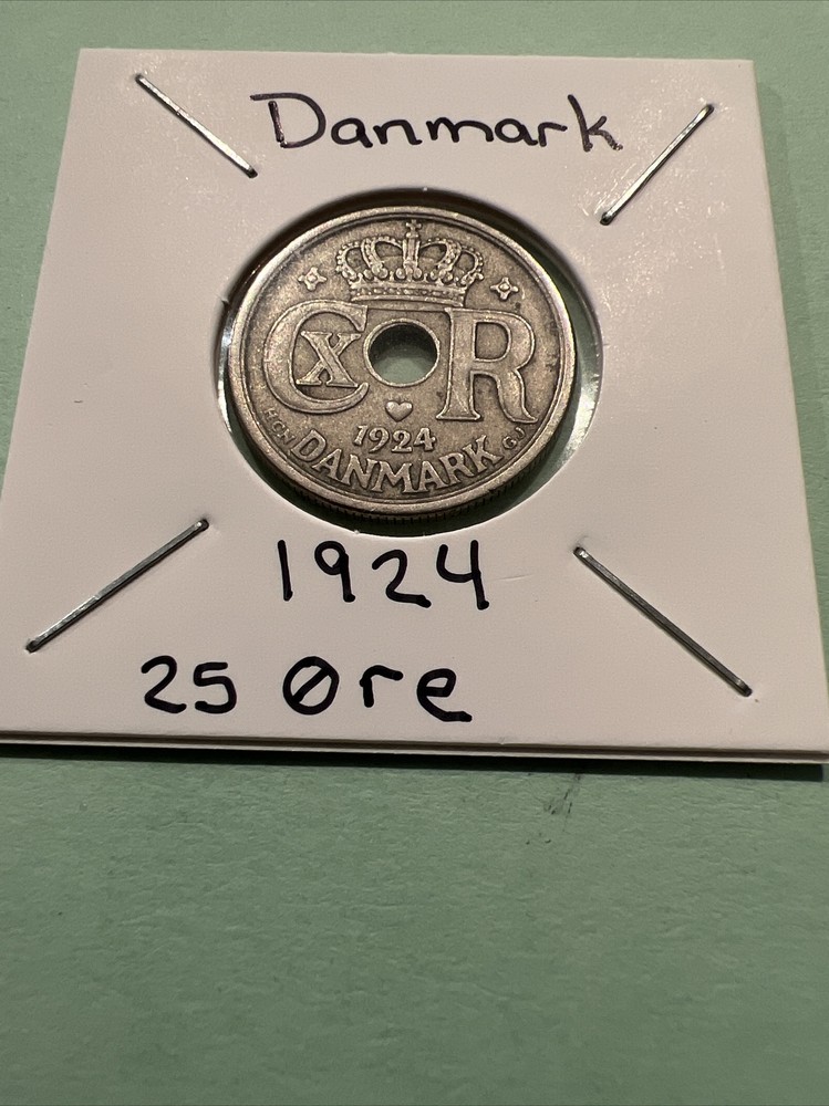 1924 Danmark 25 Ore circulated, Coin ￼.