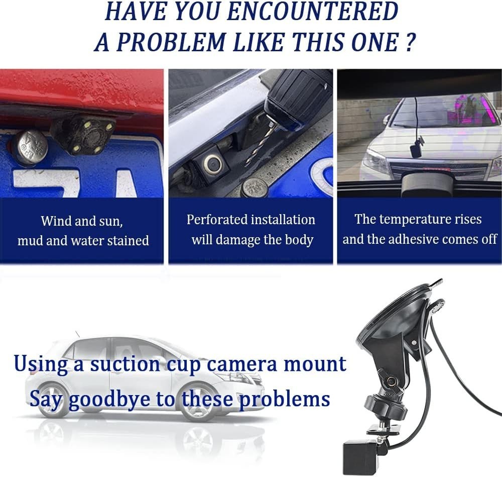 Enhanced Safety with 360° Rotatable Dash Cam Mount - Fits Most Vehicles Securely