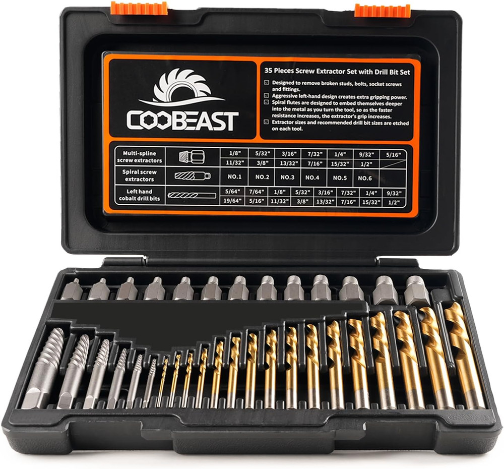 35 Pcs Screw Extractor and Left Hand Drill Bits Set, Easy Out Screw Extractor Ki