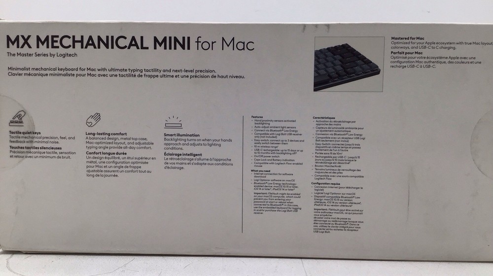 Logitech MX Mechanical Mini Keyboard For Mac Compact Tactile Wireless Keyboard