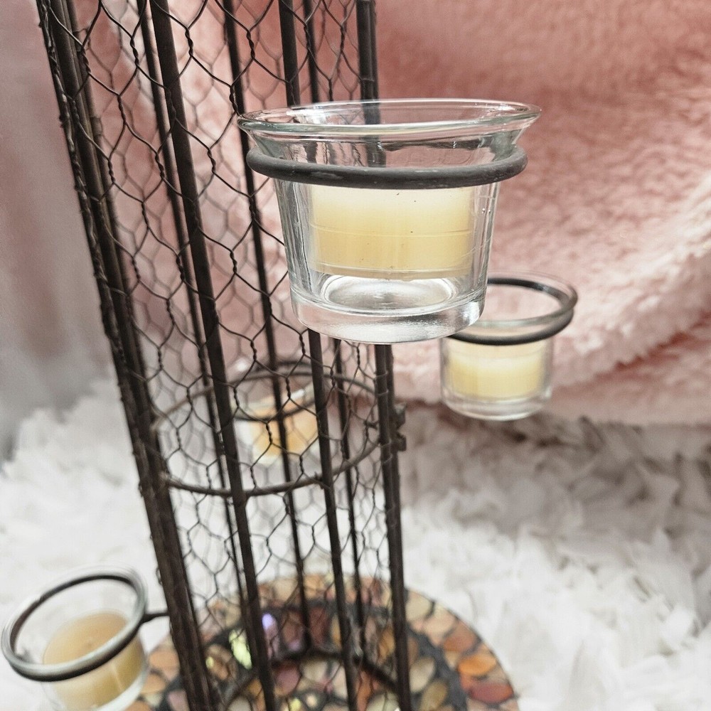 Rustic Metal Tower Includes Mosaic Plate Tea Lights Or Your Own Creativity!