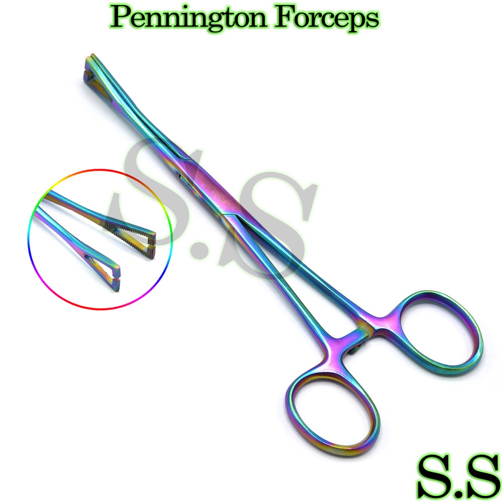 Pennington Forceps Multi Colors Slotted with Ratchet Surgical Instruments