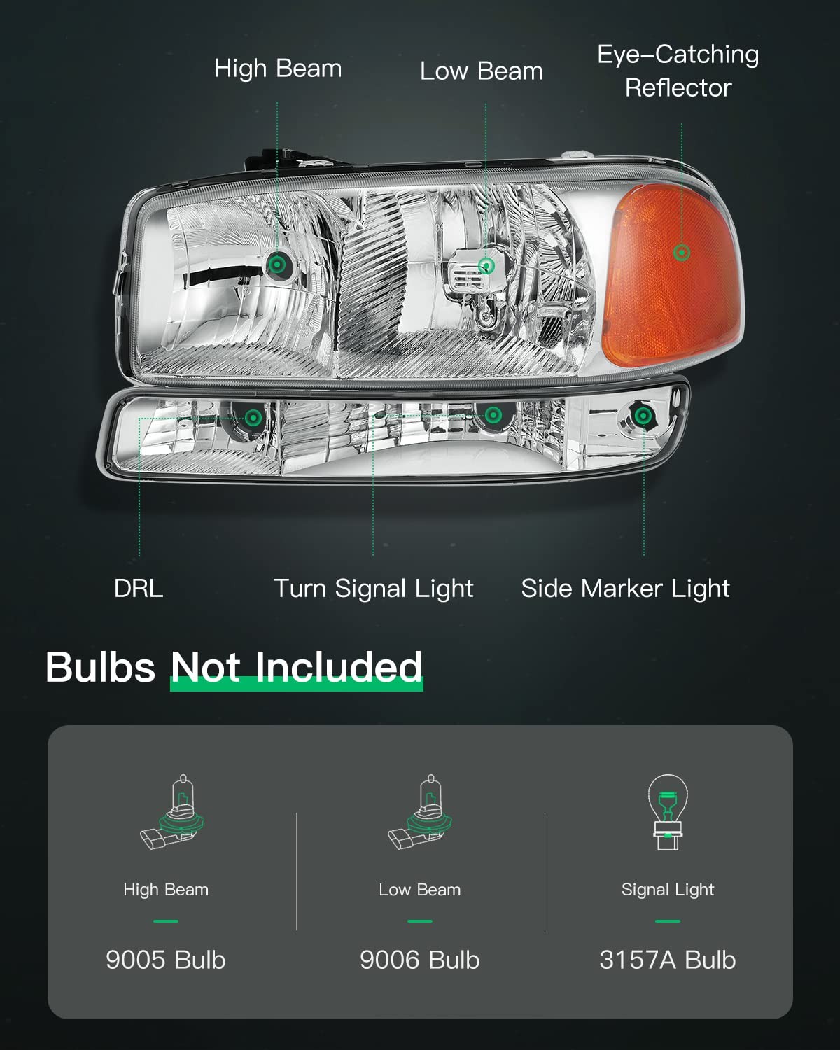 Headlight Assembly For GMC Sierra 1500 1999-2006 Classic 2007 For GMC Sierra