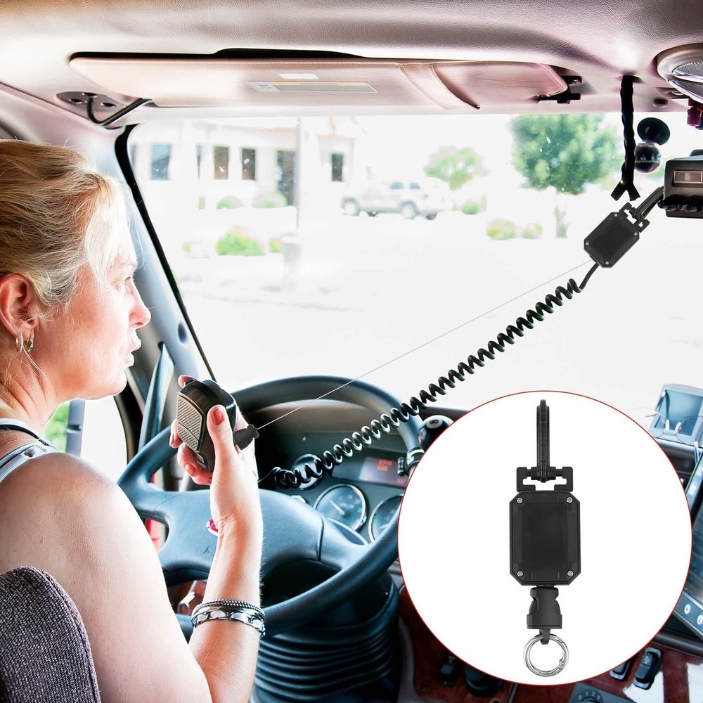 Retractable CB Mic Holder, CB Radio Microphone Hanger with D-Ring & Adjustabl...