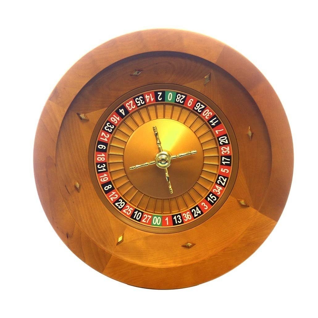 18-Inch Wood Roulette Wheel Set with 2 Balls – Satin Mahogany Finish – NEW