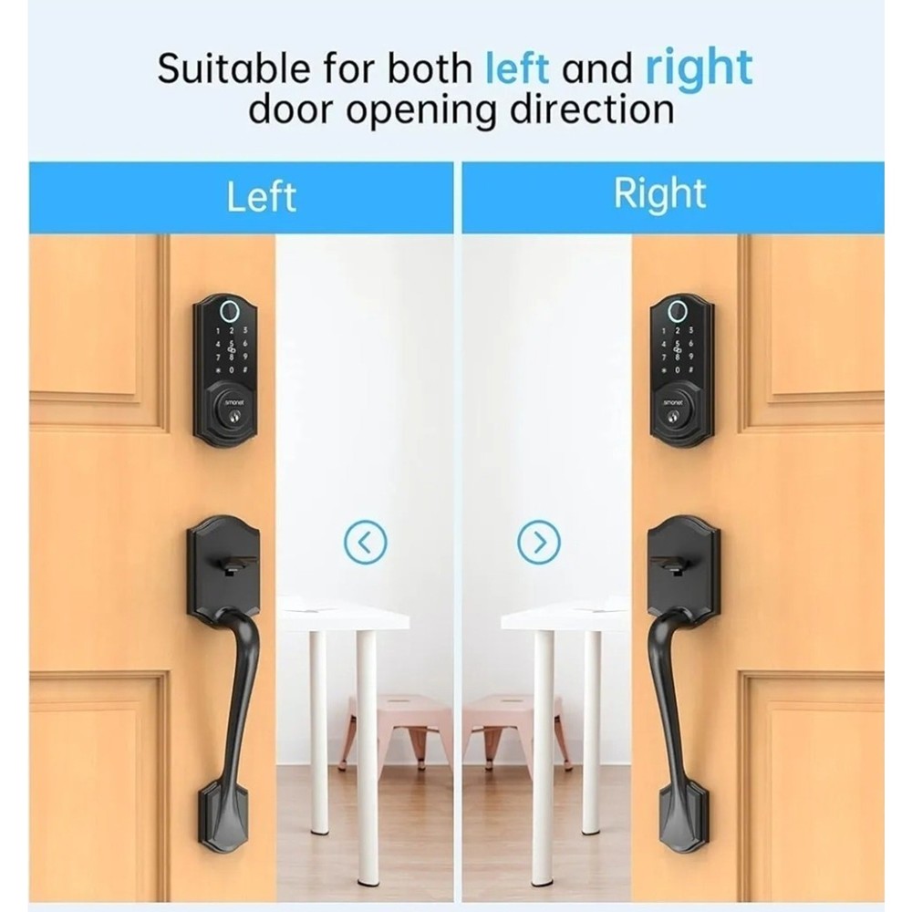 Front Door Lock Set with Handle Fingerprint Keyless Entry Smart Deadbolt