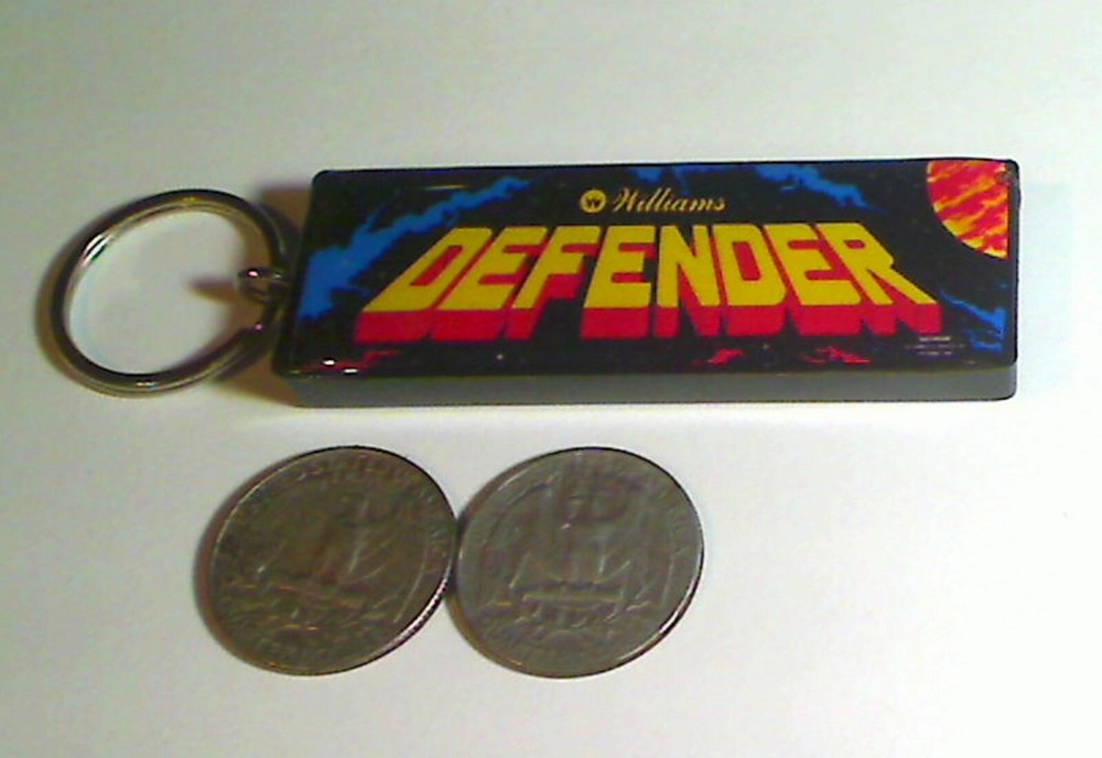 Defender Arcade Marquee Coin Door accessory Keychain
