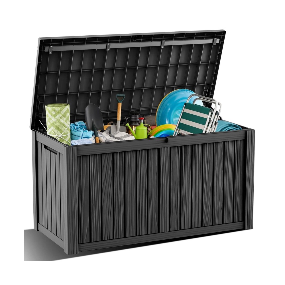 DRATO 180 Gallon Outdoor Storage Box, Large Waterproof Deck Box, Lockable Res...