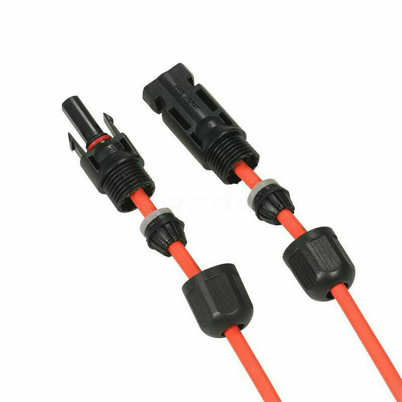 1 Pair Black+Red Solar Panel Extension Cable Wire Solar Connectors 10 AWG Gauge