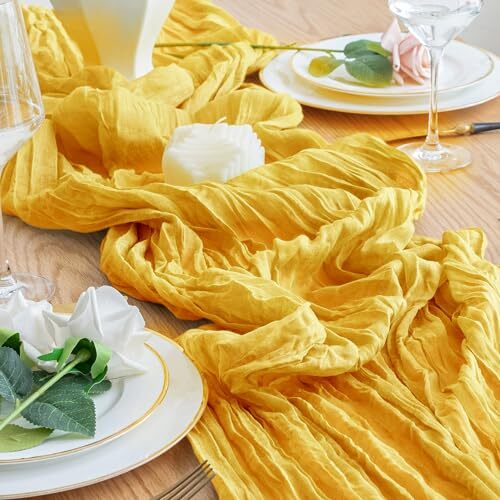 2PCS Table Runner Cheesecloth 10FT Boho Gauze Cheese Cloth Rustic 2 Pack Gold