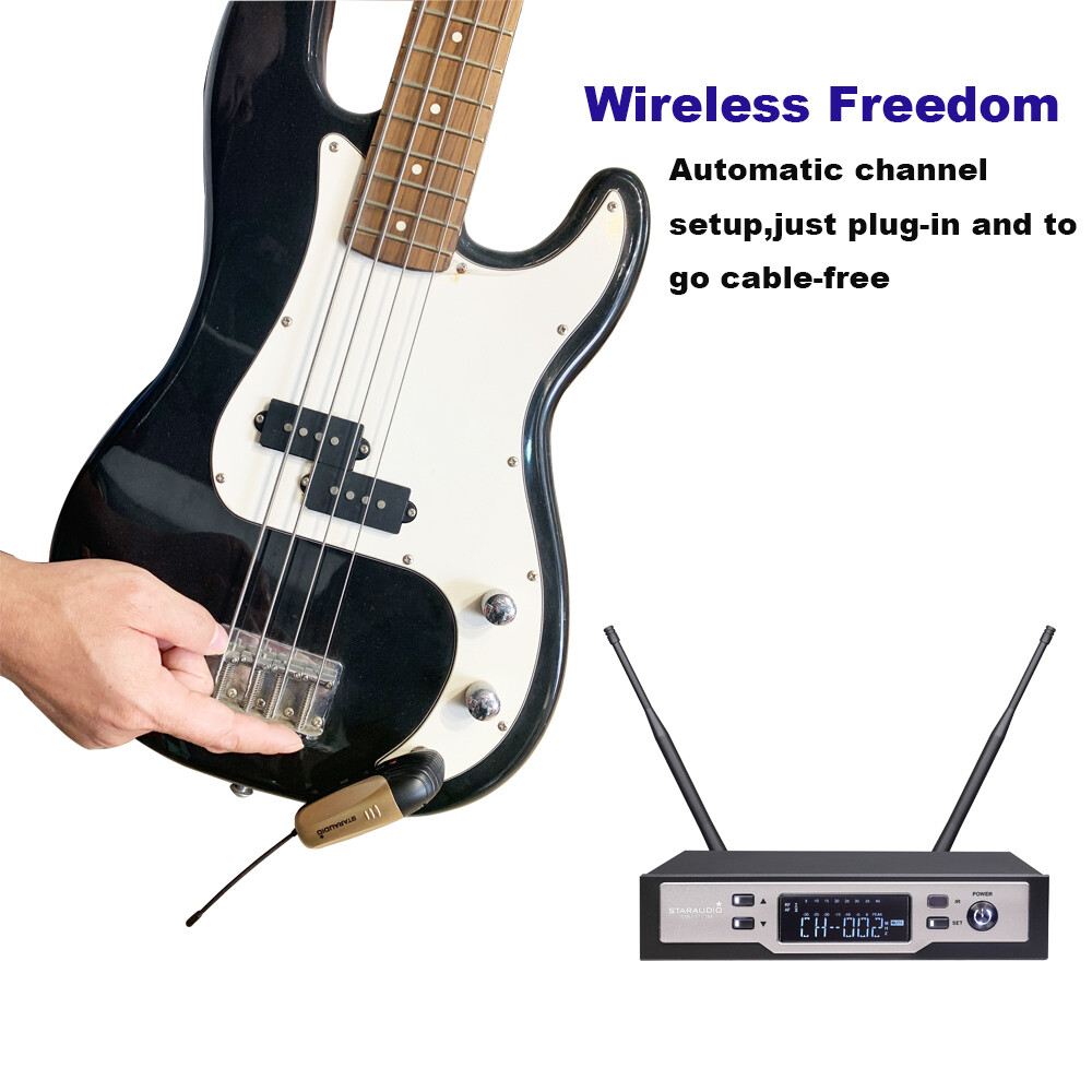 Wireless UHF Microphone System Guitar Straight Angled plug Microphone Audio Mic