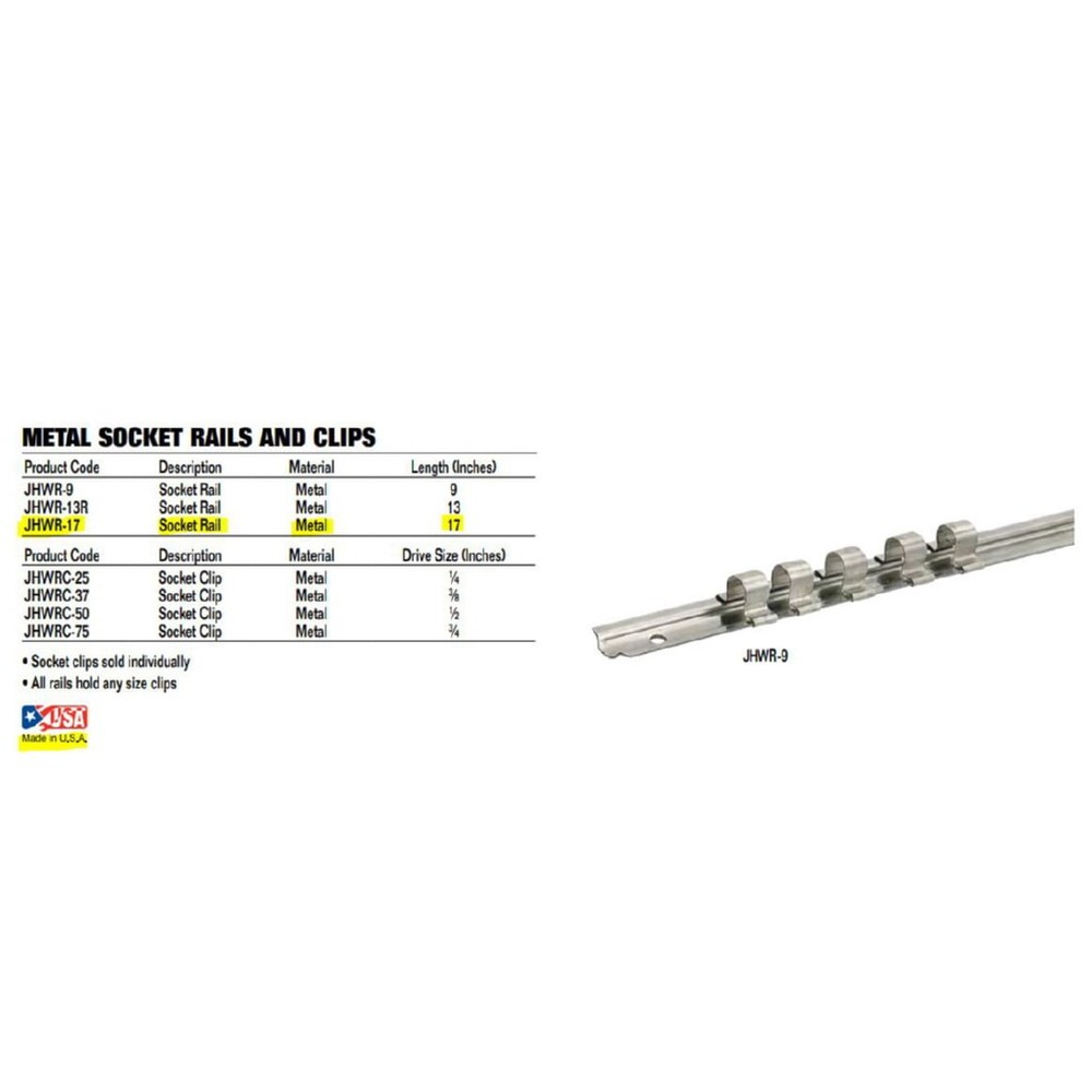 Williams R-17 Socket Rail 17-Inch, Metal