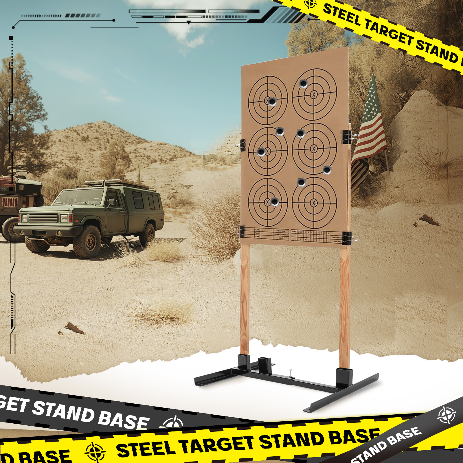 1X H Shape Adjustable Target Stand Base For Paper Shooting Cardboard Silhouette