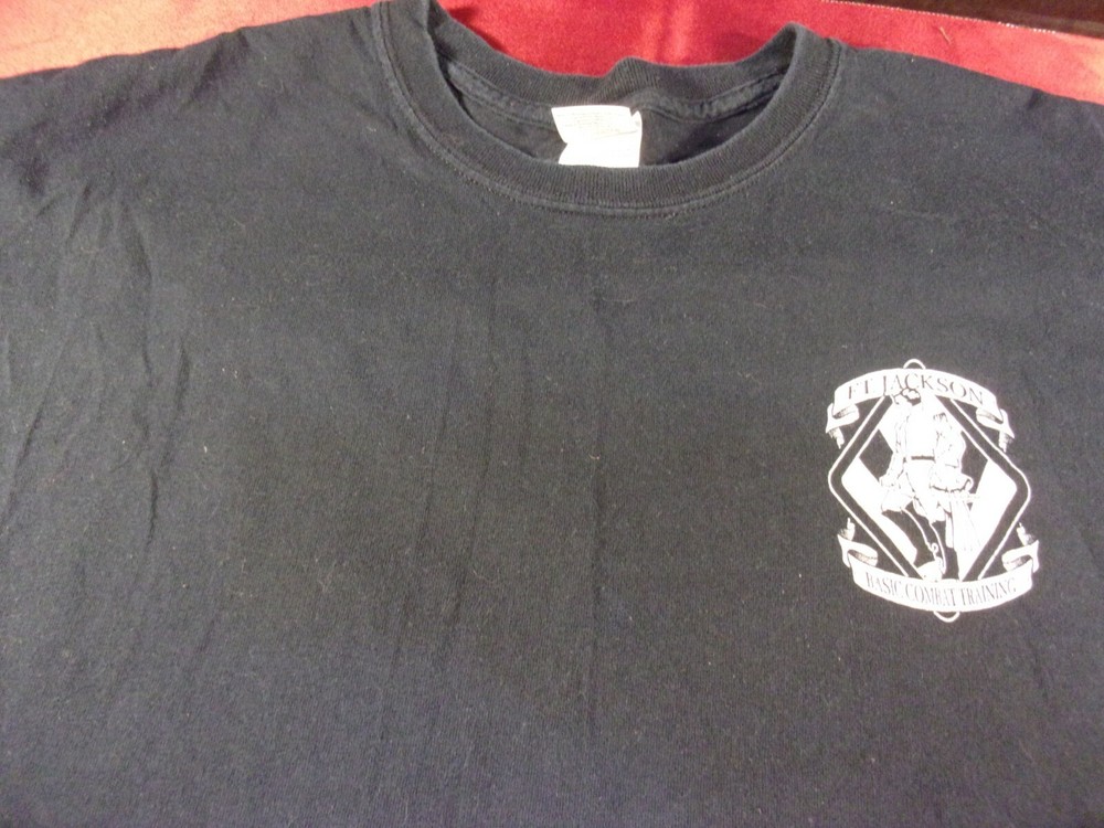 RARE FORT JACKSON BASIC COMBAT TRAINING 2ND PLT UNDERTAKERS BLACK SHIRT LARGE