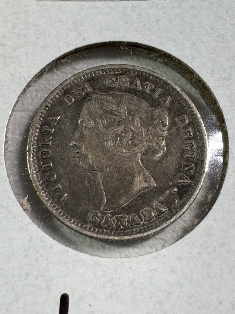 1888 Canada 5 Cents Small Silver Coin Cleaned