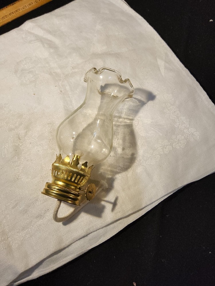 NOS Solid Brass Miniature Burner Screw on Collar With New Round Wick