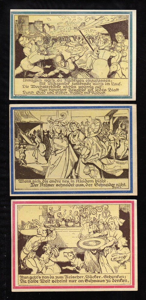 WEIMAR (colored border)  GERMANY NOTGELD  -  3 x 75 PFENNIG