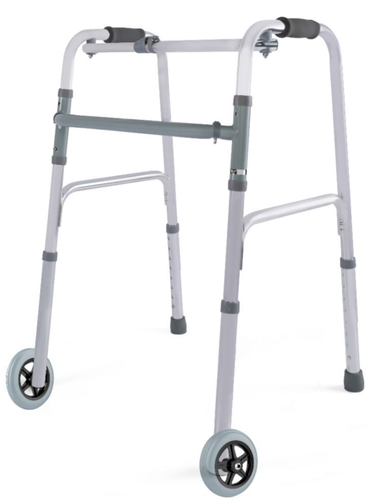 GAESCA Aluminum Reciprocal Walker with Front Wheels, Adjustable Height