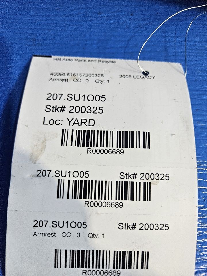 2005 SUBARU LEGACY ARM REST 6689