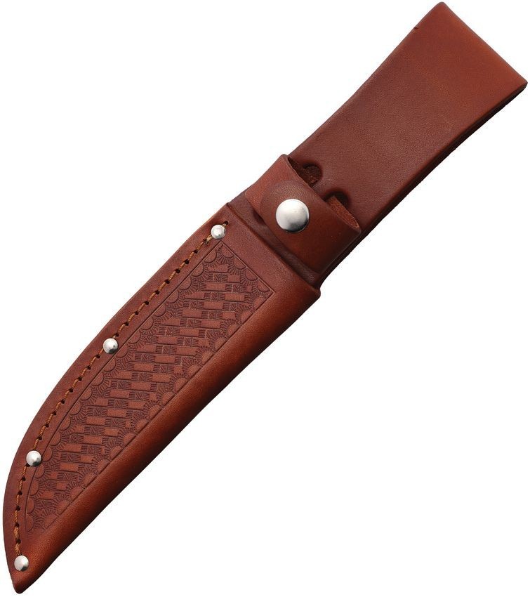 Natural Brown Basketweave Leather Sheath For Fixed Knife Blade Of Up To 5.5"