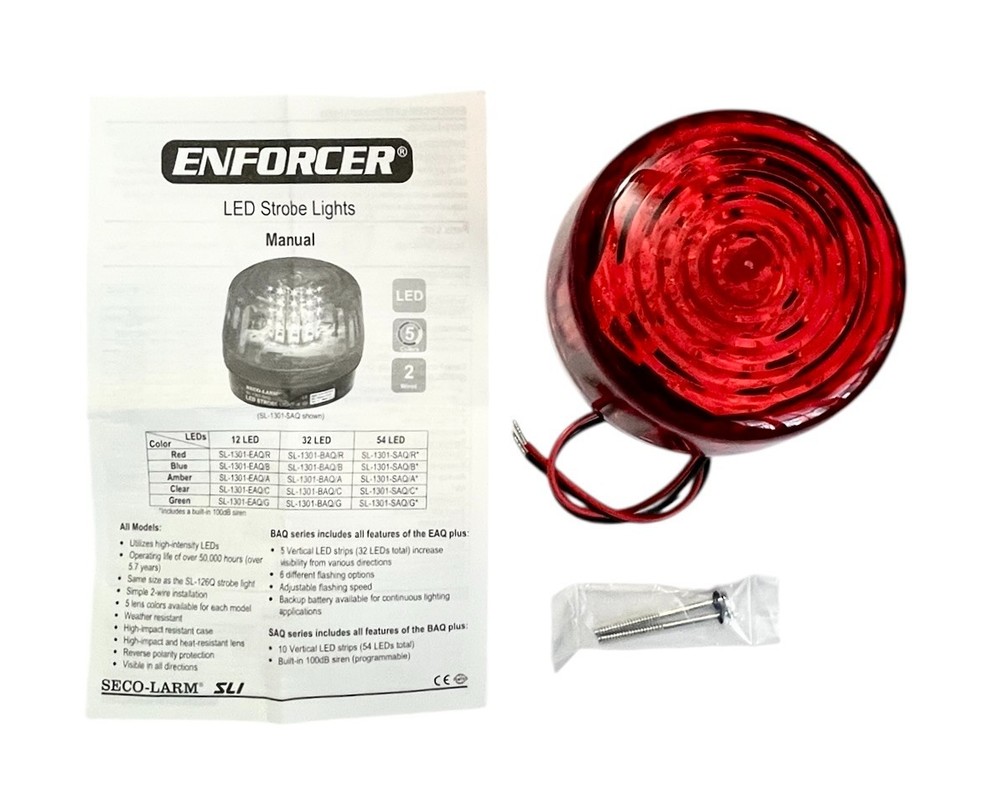 Enforcer Seco-Larm SL-1301-BAQ RED LED Strobe Light / Siren Programmable Pattern