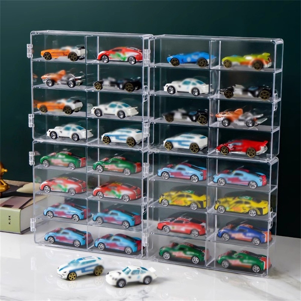 Car Display Case For 1/64 Hot Wheels Storage 8 Cars With Locking Latch Stackable