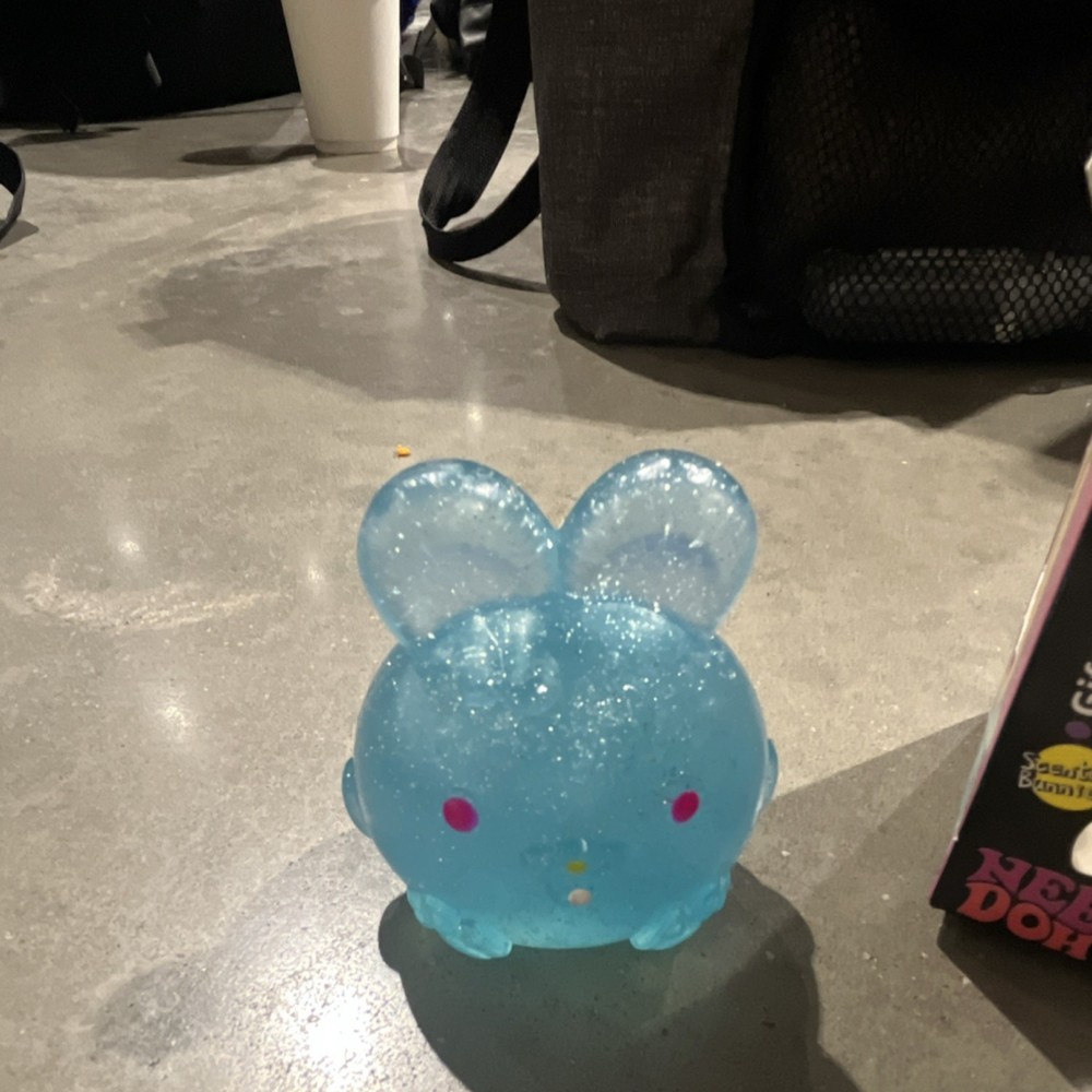 Nee Doh Jelly Hops Scented Bunny Super Solid Squish Toy Blue