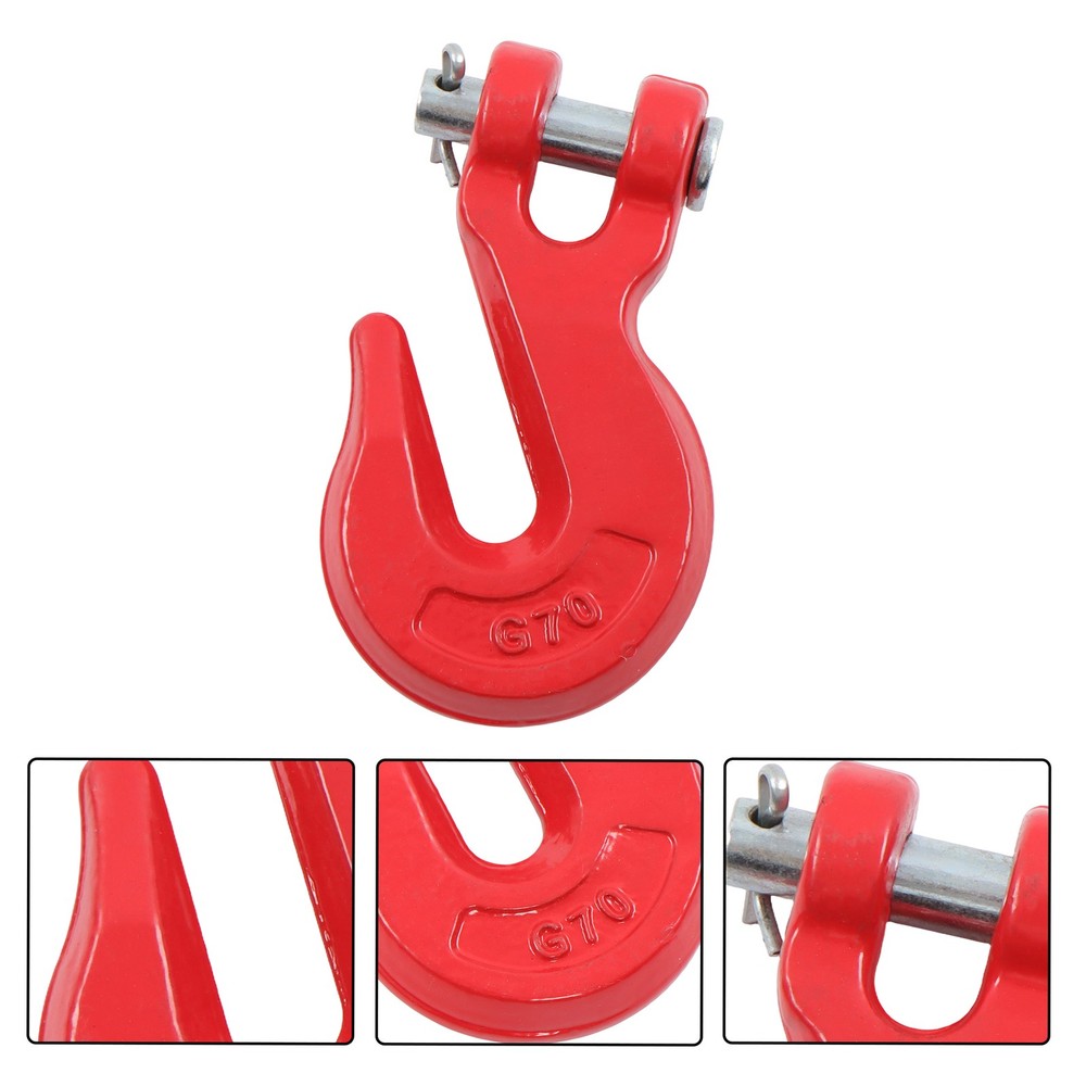 4 Pack 3/8" Clevis Grab Hooks G70 7500lbs Working Load Limit Red Chain Hooks