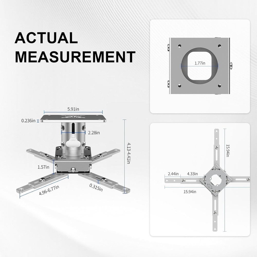 Universal Projector Mount with Adjustable Height Extension Pole, Full Motion Til