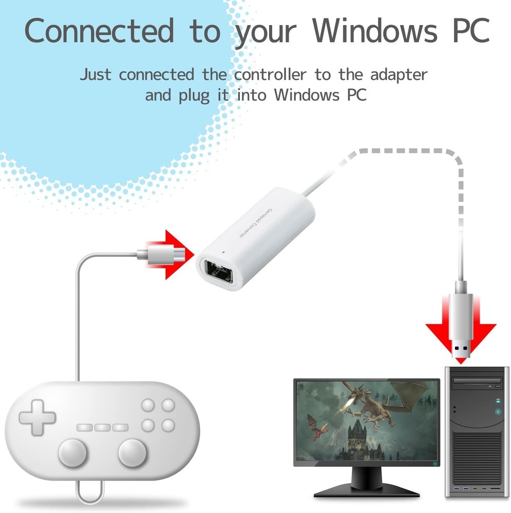Compact & Fast Wii Controller to USB Adapter for Effortless PC Gaming Experience
