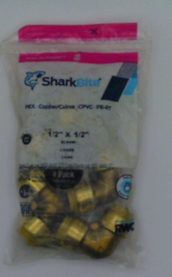 (PACK OF 4) SharkBite 1/2" X 1/2"- 90 Degree Elbow Push to Connect Brass Fitting