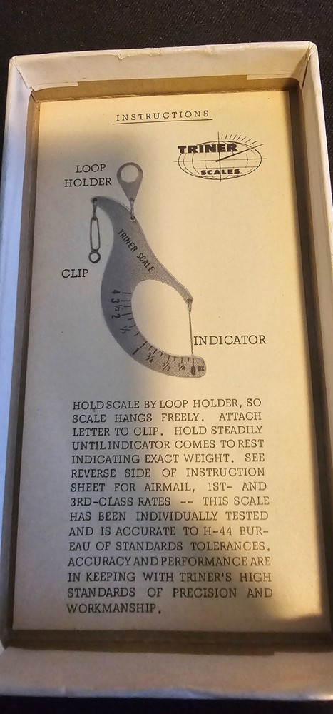 VINTAGE TRINER PRECISION OUNCE POSTAL POCKET SCALE ~