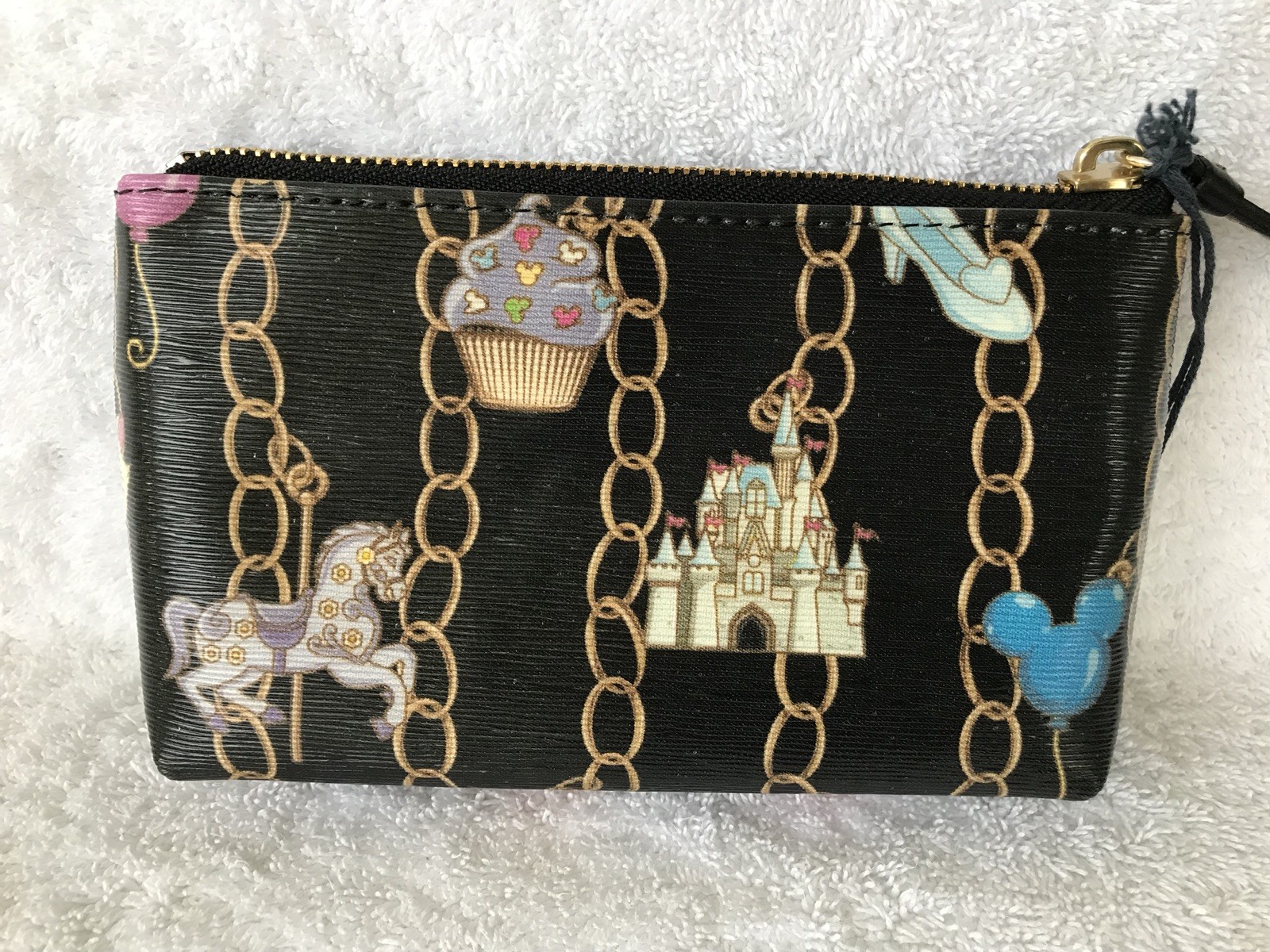Disney Dooney and & Bourke Black Charms Cosmetic Bag Cheshire Castle Carriage