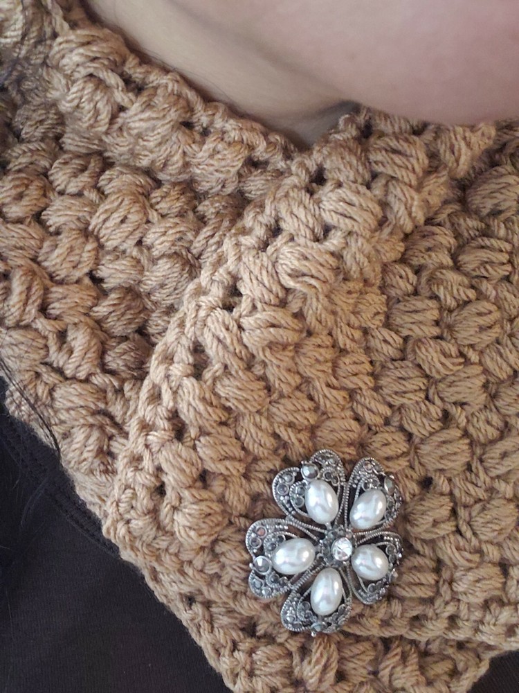 Hand crocheted beige Neckwarmer