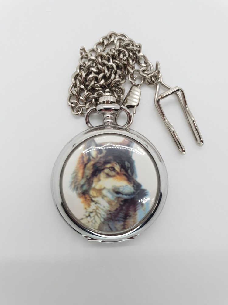 Grey Wolf Pocket Watch - New Battery