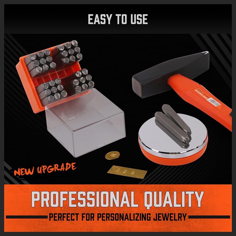 37PC Number & Letter Stamp Punch Set 1/4 6mm (A-Z&0-9+Star) Plastic Wood Leather