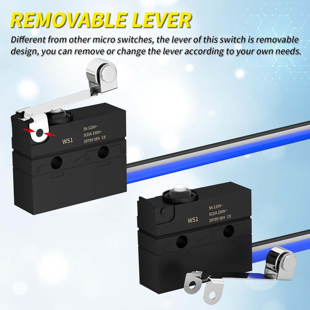 Micro Switch with Lever Waterproof IP67 Sealed Roller Lever Limit Switch SPDT 3