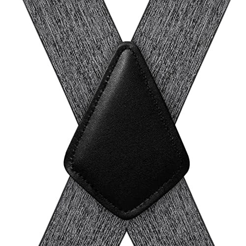 Mens Suspenders X-Back 2" Wide Adjustable Solid Straight Heavy 03 X-back(grey)
