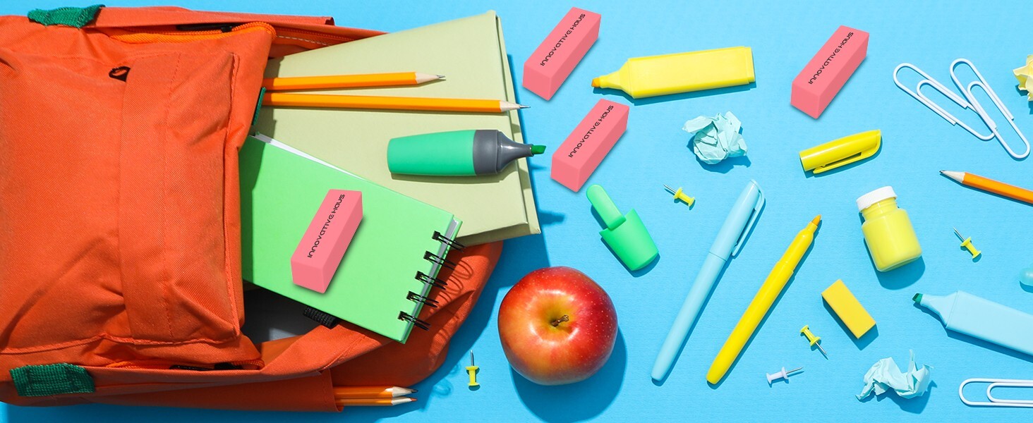 Pink Erasers Bulk - Latex Free - Smudge Resistant - Large Pink Eraser - Big Size